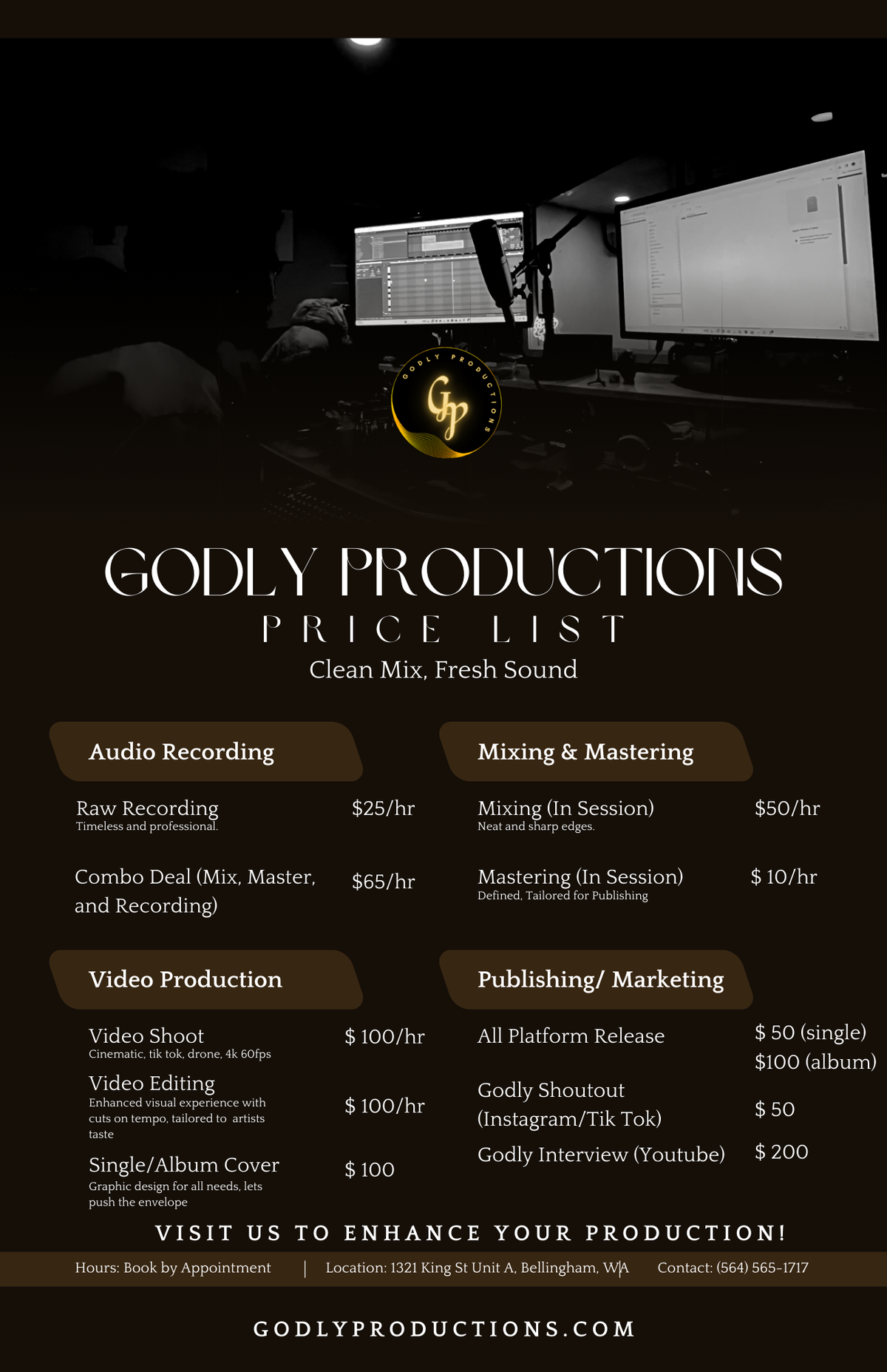 godly productions menu